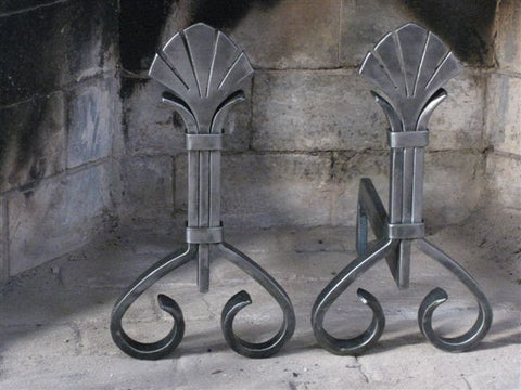 Spade Topped Andirons